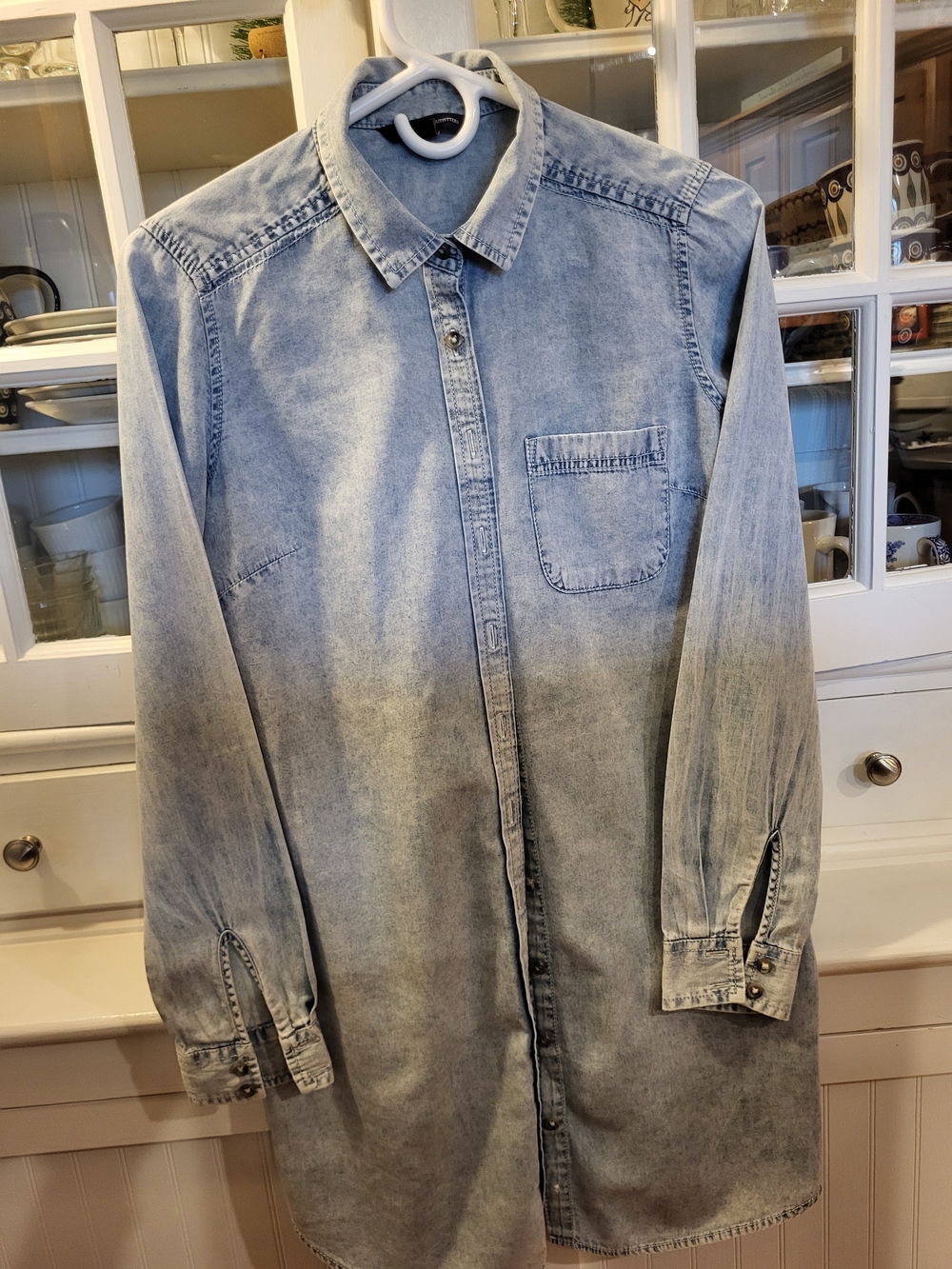 American Eagle Outfitters Faded Light Blue Denim Shirt